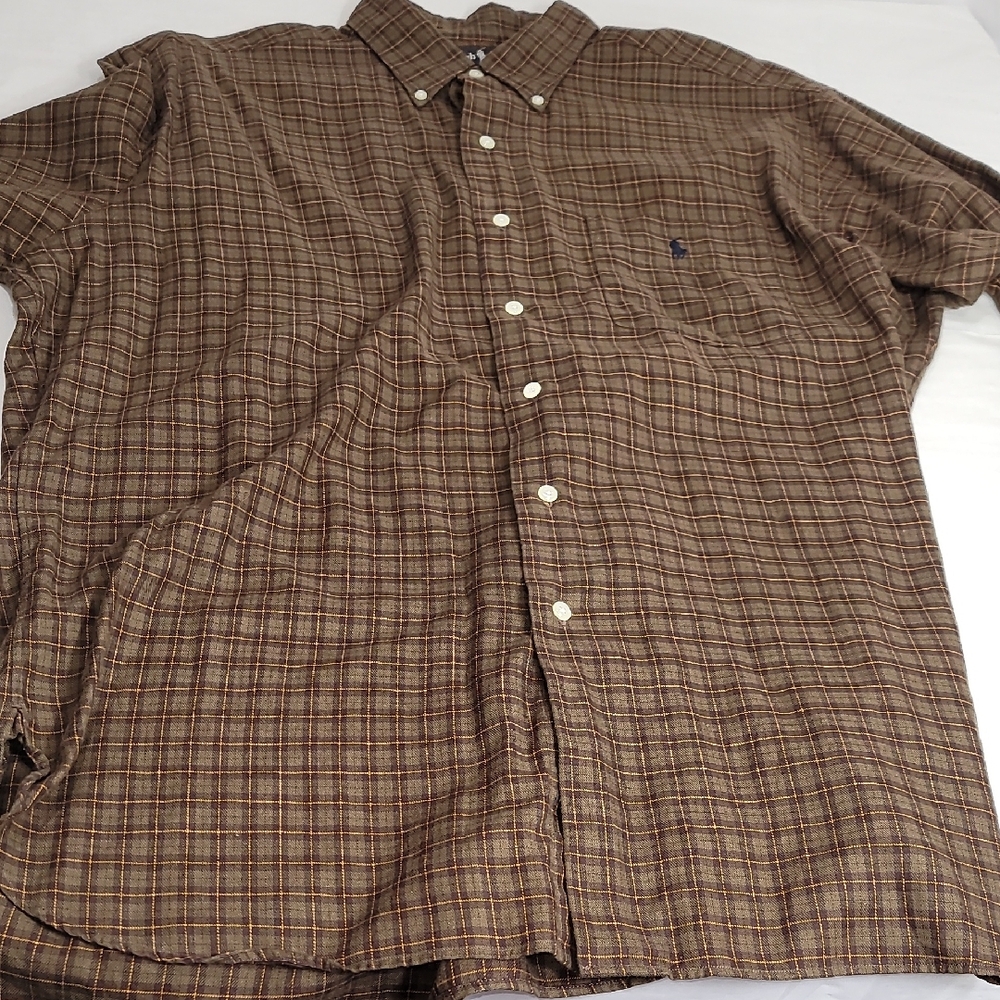 Ralph Lauren Orange Brown Casual Button Down Shirt - Picture 4 of 14